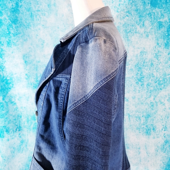 VTG Ombre Wash Moto Denim and Knit Jacket - Picture 8 of 16